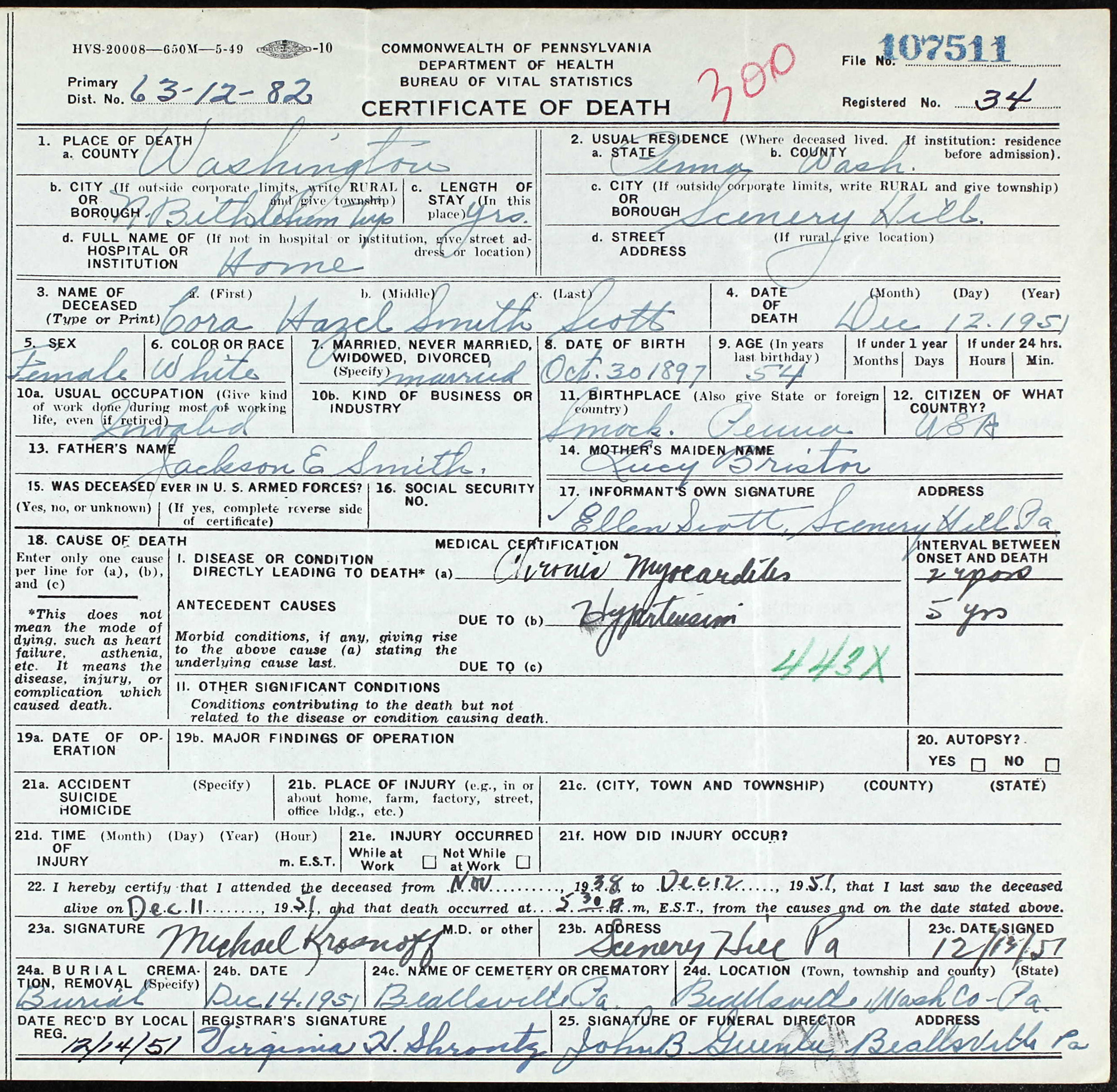 death certificate